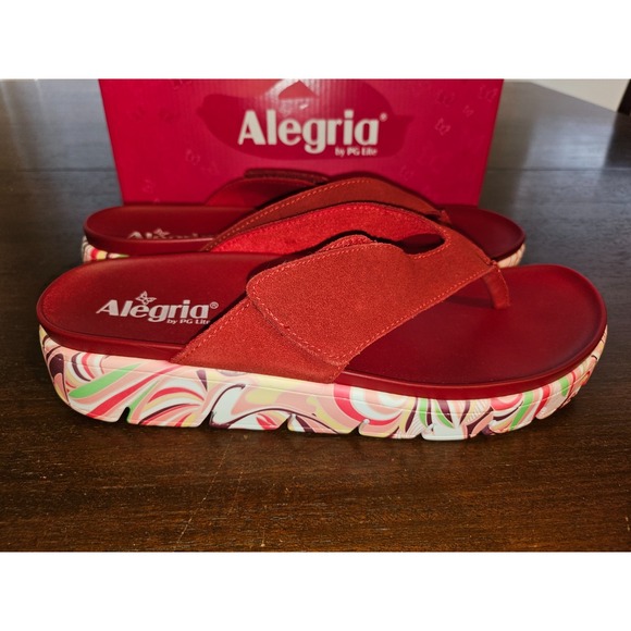 Alegria Anah I got you babe Red Leather Platform Sandals Size 42 US 11/11.5 NEW - Picture 4 of 7